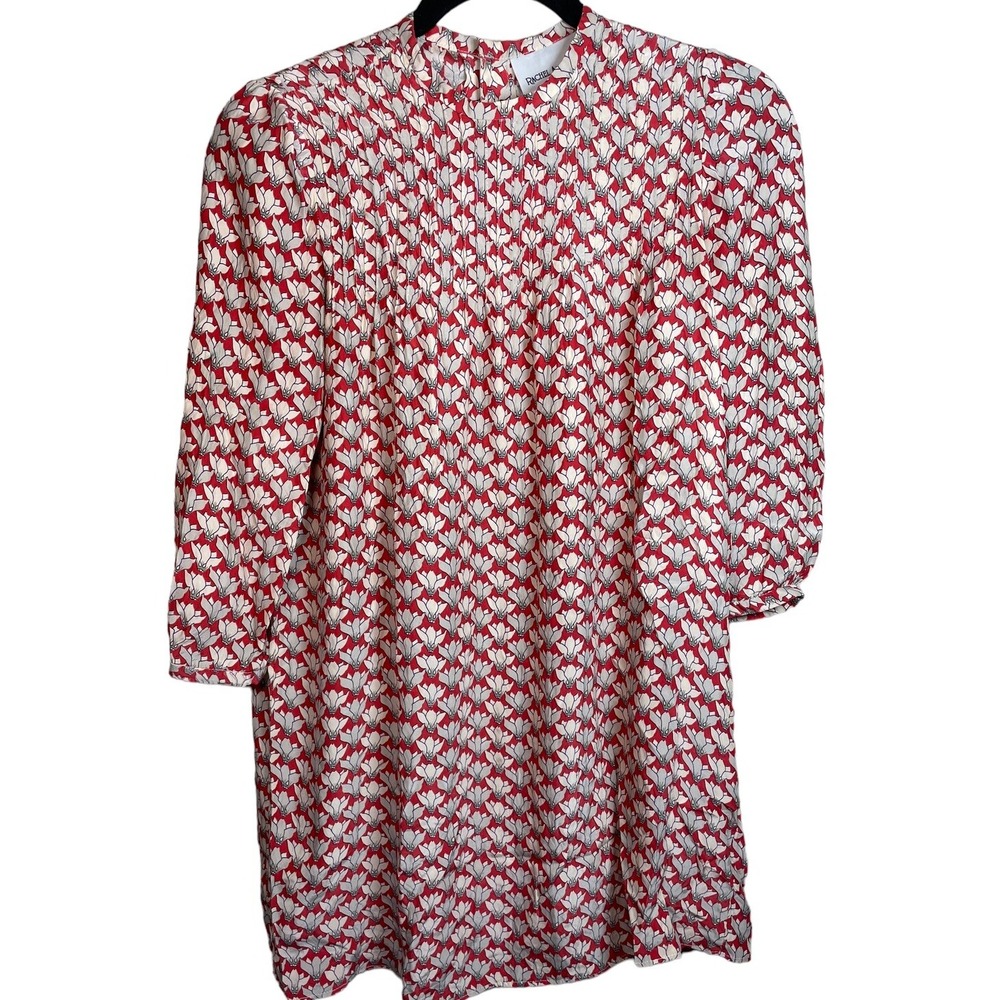 Rachel Antonoff Erin Yolk Dress Long Sleeve Red Cream Size 0 Mini Dress Silk